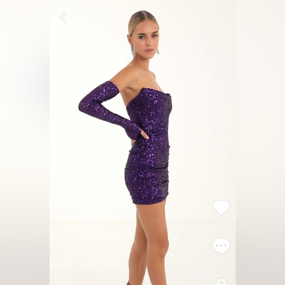 Sansa Sequin Corset Dress and Gloves - Purple